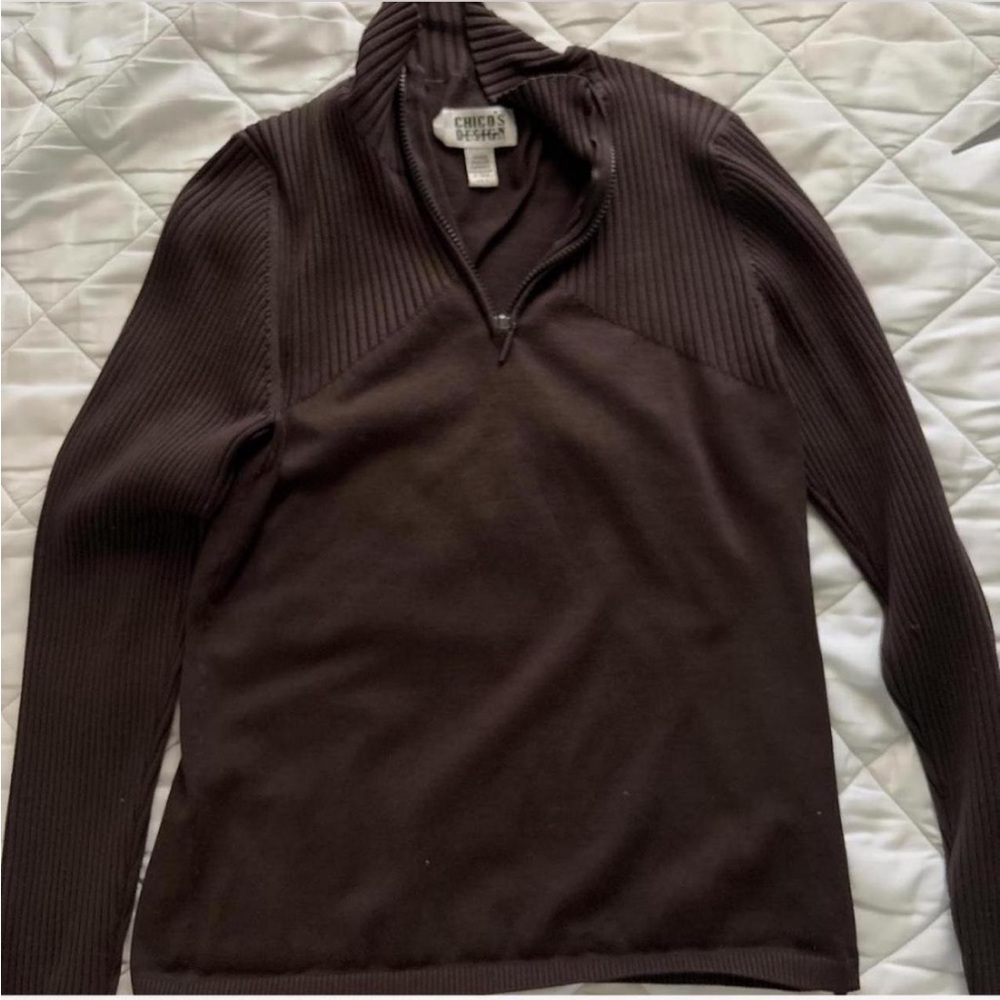Chico's Dark Brown Ribbed Sweater